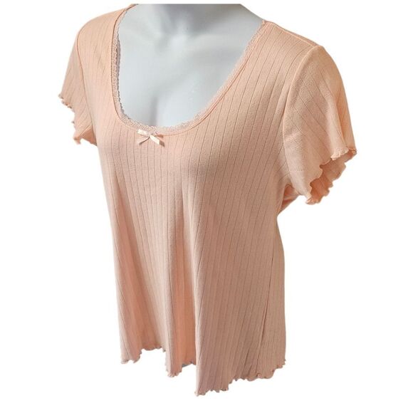 TORRID Plus Size New Pointelle Scoop Neck Lace Trim Impatient Pink Top 2X - Picture 4 of 16